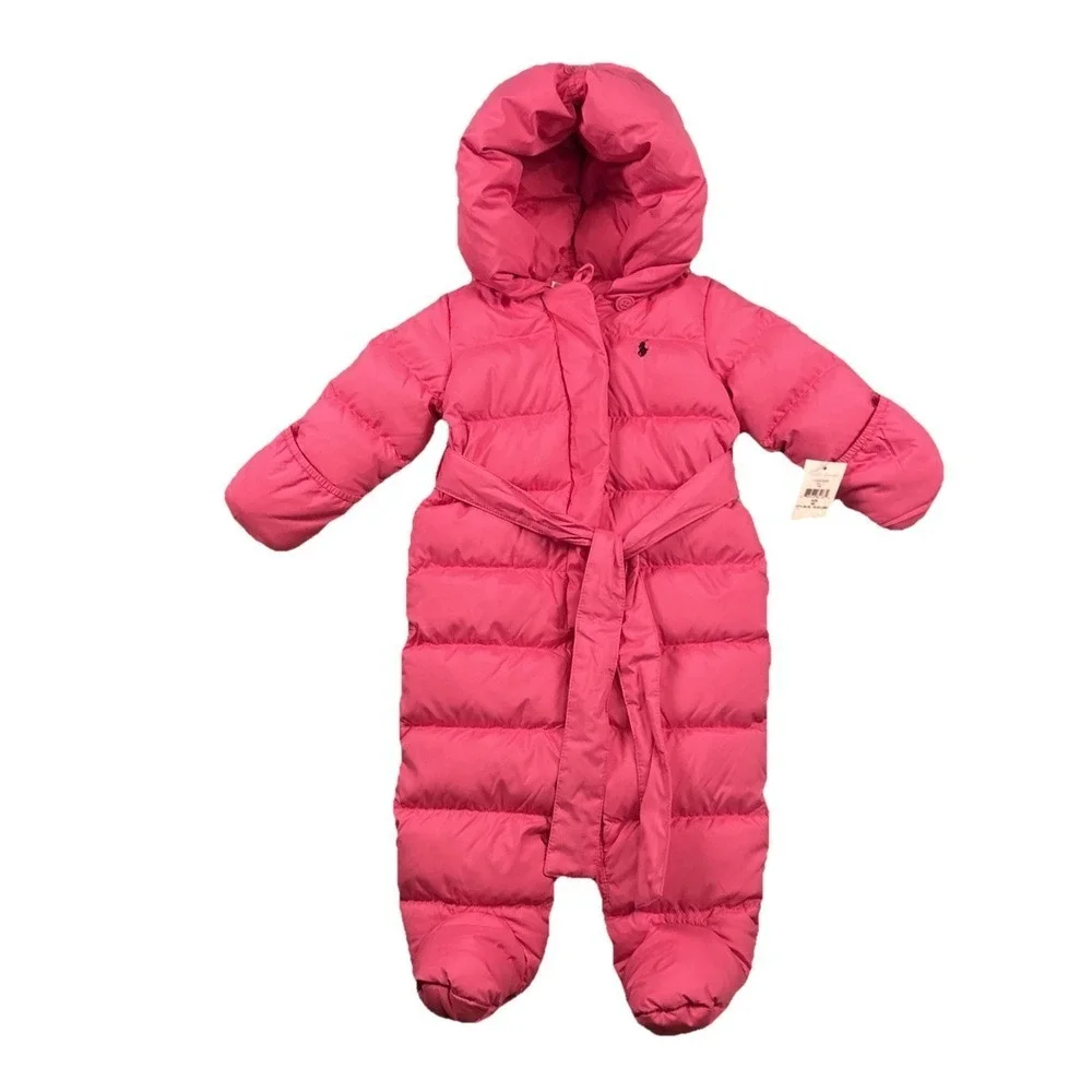 NWT‎ Polo Ralph Lauren Down Bunting Size 9M Girls Infant Water Repellent Hood